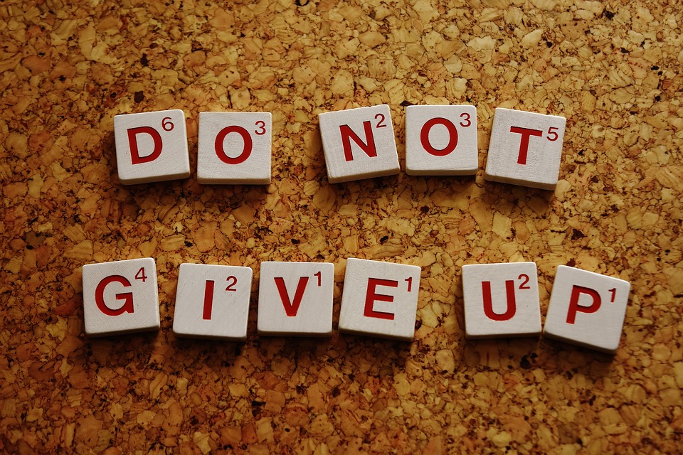 Sobre phrasal verbs: never give up - nunca desista